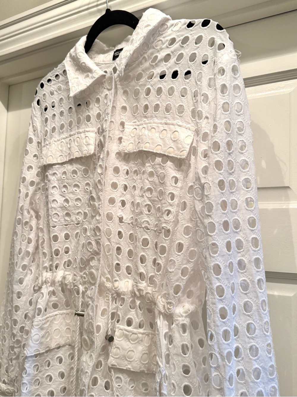 Simply Vera Wang White Eyelet Button-Front Shirt Jacket